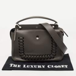Pre Owned Fendi Dark Grey Leather Dotcom Top Handle Bag