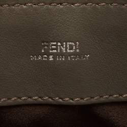 Pre Owned Fendi Dark Grey Leather Dotcom Top Handle Bag