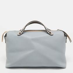 Pre Owned Fendi Light Blue Leather Large By The Way Boston Bag