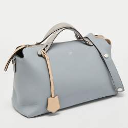 Pre Owned Fendi Light Blue Leather Large By The Way Boston Bag