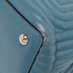 Pre Owned Fendi Light Blue Leather Small Dotcom Click Top Handle Bag