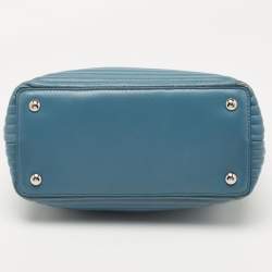 Pre Owned Fendi Light Blue Leather Small Dotcom Click Top Handle Bag