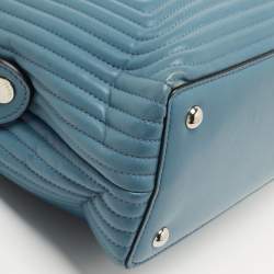 Pre Owned Fendi Light Blue Leather Small Dotcom Click Top Handle Bag