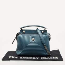 Pre Owned Fendi Light Blue Leather Small Dotcom Click Top Handle Bag