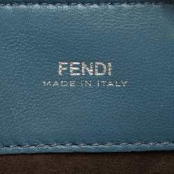 Pre Owned Fendi Light Blue Leather Small Dotcom Click Top Handle Bag