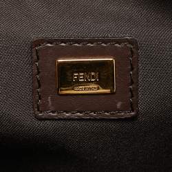 Pre Owned Fendi Tobacco Zucchino Suede and Leather Zip Wristlet Pouch