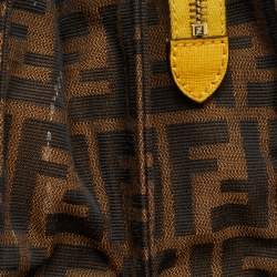 Pre Owned Fendi Brown/Yellow Zucca Canvas and Leather Mini Demi Jour Top Handle Bag