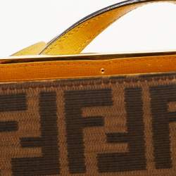 Pre Owned Fendi Brown/Yellow Zucca Canvas and Leather Mini Demi Jour Top Handle Bag