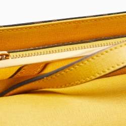 Pre Owned Fendi Brown/Yellow Zucca Canvas and Leather Mini Demi Jour Top Handle Bag