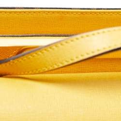 Pre Owned Fendi Brown/Yellow Zucca Canvas and Leather Mini Demi Jour Top Handle Bag