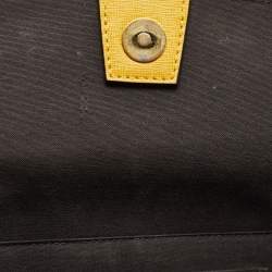 Pre Owned Fendi Brown/Yellow Zucca Canvas and Leather Mini Demi Jour Top Handle Bag