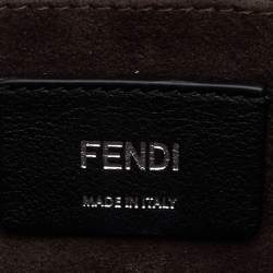 Pre Owned Fendi Metallic Silver Leather Studded Mini Kan I Chain Shoulder Bag