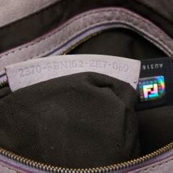 Pre Owned Fendi Tobacco/Purple Zucca Canvas and Suede Medium Chef De Jour Bag