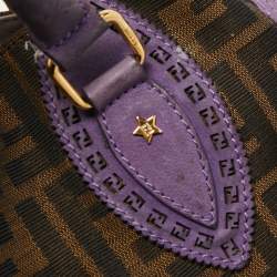 Pre Owned Fendi Tobacco/Purple Zucca Canvas and Suede Medium Chef De Jour Bag