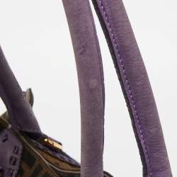 Pre Owned Fendi Tobacco/Purple Zucca Canvas and Suede Medium Chef De Jour Bag