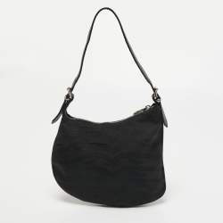 Pre Owned Fendi Black Canvas and Leather Oyster Hobo