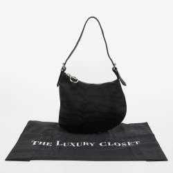 Pre Owned Fendi Black Canvas and Leather Oyster Hobo