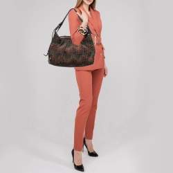 Pre Owned Fendi Tobacco Zucca Stitch Canvas and Leather Doctor B Hobo