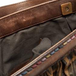 Pre Owned Fendi Tobacco Zucca Stitch Canvas and Leather Doctor B Hobo