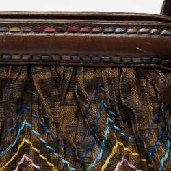Pre Owned Fendi Tobacco Zucca Stitch Canvas and Leather Doctor B Hobo