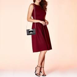 Pre Owned Fendi Black Leather Studded Karlito Wallet on Chain