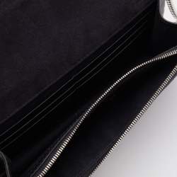 Pre Owned Fendi Black Leather Studded Karlito Wallet on Chain