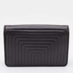 Pre Owned Fendi Black Leather Dotcom Wallet on Chain