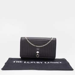 Pre Owned Fendi Black Leather Dotcom Wallet on Chain