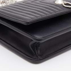 Pre Owned Fendi Black Leather Dotcom Wallet on Chain