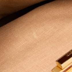 Pre Owned Fendi Metallic Red Leather Sellier Medium Peekaboo Top Handle Bag