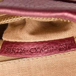 Pre Owned Fendi Metallic Red Leather Sellier Medium Peekaboo Top Handle Bag