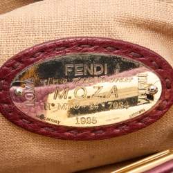 Pre Owned Fendi Metallic Red Leather Sellier Medium Peekaboo Top Handle Bag