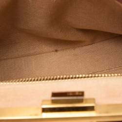 Pre Owned Fendi Metallic Red Leather Sellier Medium Peekaboo Top Handle Bag