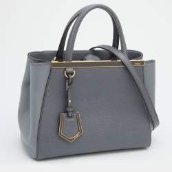 Fendi Light Grey Leather Small 2Jours Tote