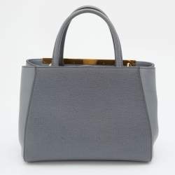 Fendi Light Grey Leather Small 2Jours Tote