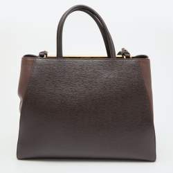 Pre Owned Fendi Burgundy Leather Medium 2Jours Tote