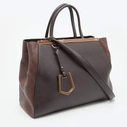 Pre Owned Fendi Burgundy Leather Medium 2Jours Tote