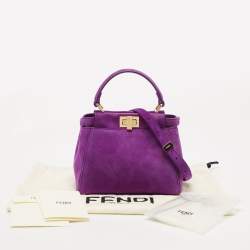 Pre Owned Fendi Purple Suede XS Peekaboo Top Handle Bag