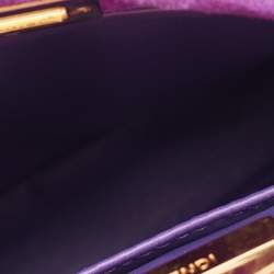 Pre Owned Fendi Purple Suede XS Peekaboo Top Handle Bag
