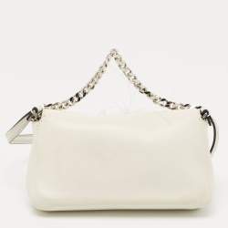 Pre Owned Fendi Off White Leather and Fur Micro Monster Baguette Bag