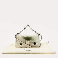 Pre Owned Fendi Off White Leather and Fur Micro Monster Baguette Bag