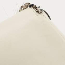 Pre Owned Fendi Off White Leather and Fur Micro Monster Baguette Bag