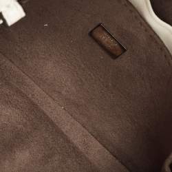 Pre Owned Fendi Off White Leather and Fur Micro Monster Baguette Bag