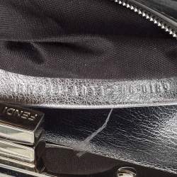 Pre Owned Fendi Silver Leather Mini Peekaboo Top Handle Bag