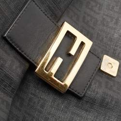 Fendi Black Zucchino Coated Canvas Mama Baguette Shoulder Bag