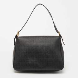 Fendi Black Zucchino Coated Canvas Mama Baguette Shoulder Bag