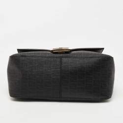 Fendi Black Zucchino Coated Canvas Mama Baguette Shoulder Bag