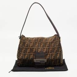 Pre Owned Fendi Tobacco Zucca Canvas and Leather Large Mama Forever Shoulder Bag