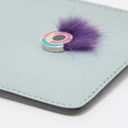 Pre Owned Fendi Light Blue Leather Monster Card Holder