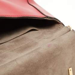 Pre Owned Fendi Tobacco/Red Zucca Coated Canvas and Leather Double F Top Handle Bag